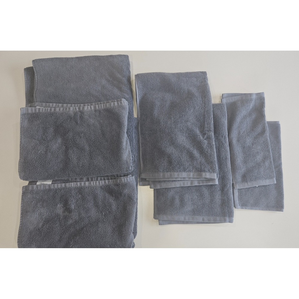 Quince Turkish Ribbed Quick Dry Bath Towel Bundle Mineral Blue One Size NWOT